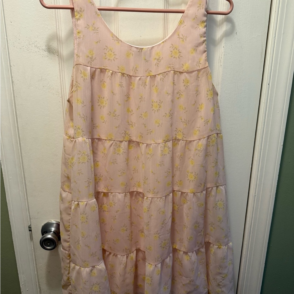 Lily Rose Pink and Yellow Floral Tiered Dress